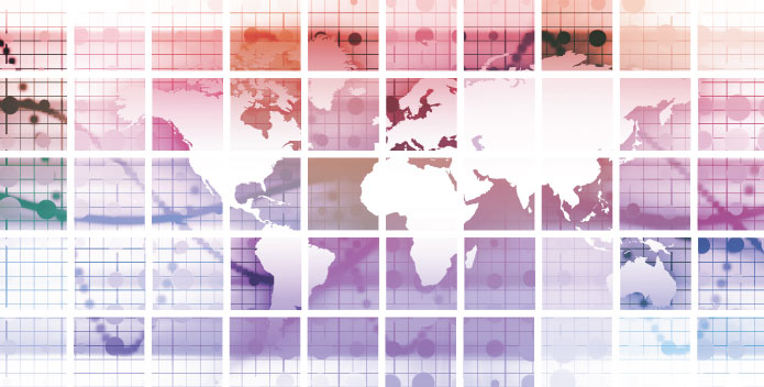 Stylistic world map showing international nature of Bluegem Capital Partners Virtual AGM 2021