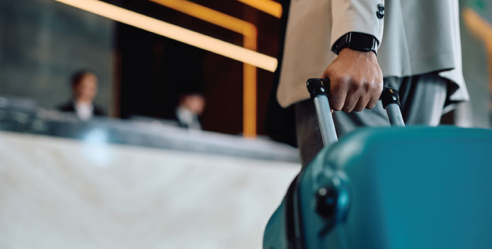 Business traveller will travel case on wheels