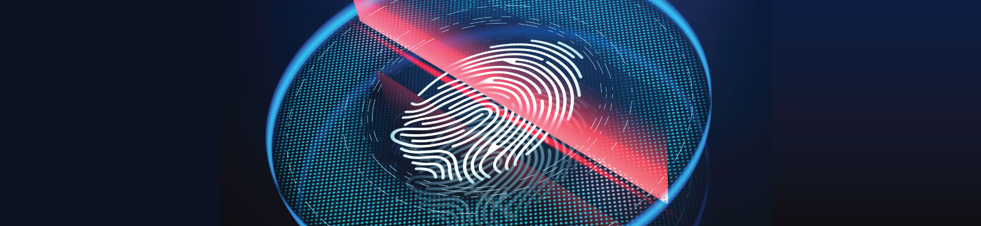 Passkeys - a fingerprint being scanned by a red laser