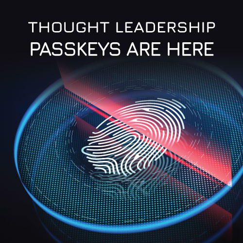 Passkeys - a fingerprint being scanned by a red laser