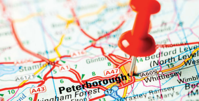 Pin on a map of Peterborough