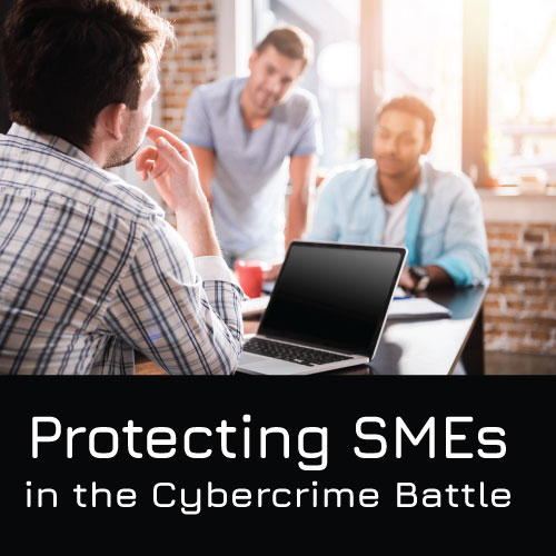 SME Cyber Protection meeting with 3 people in an office setting