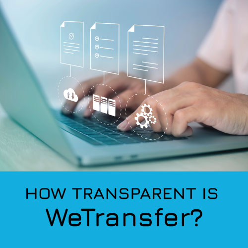 WeTransfer - photo suggesting a laptop user is using WeTransfer to transfer files via the cloud